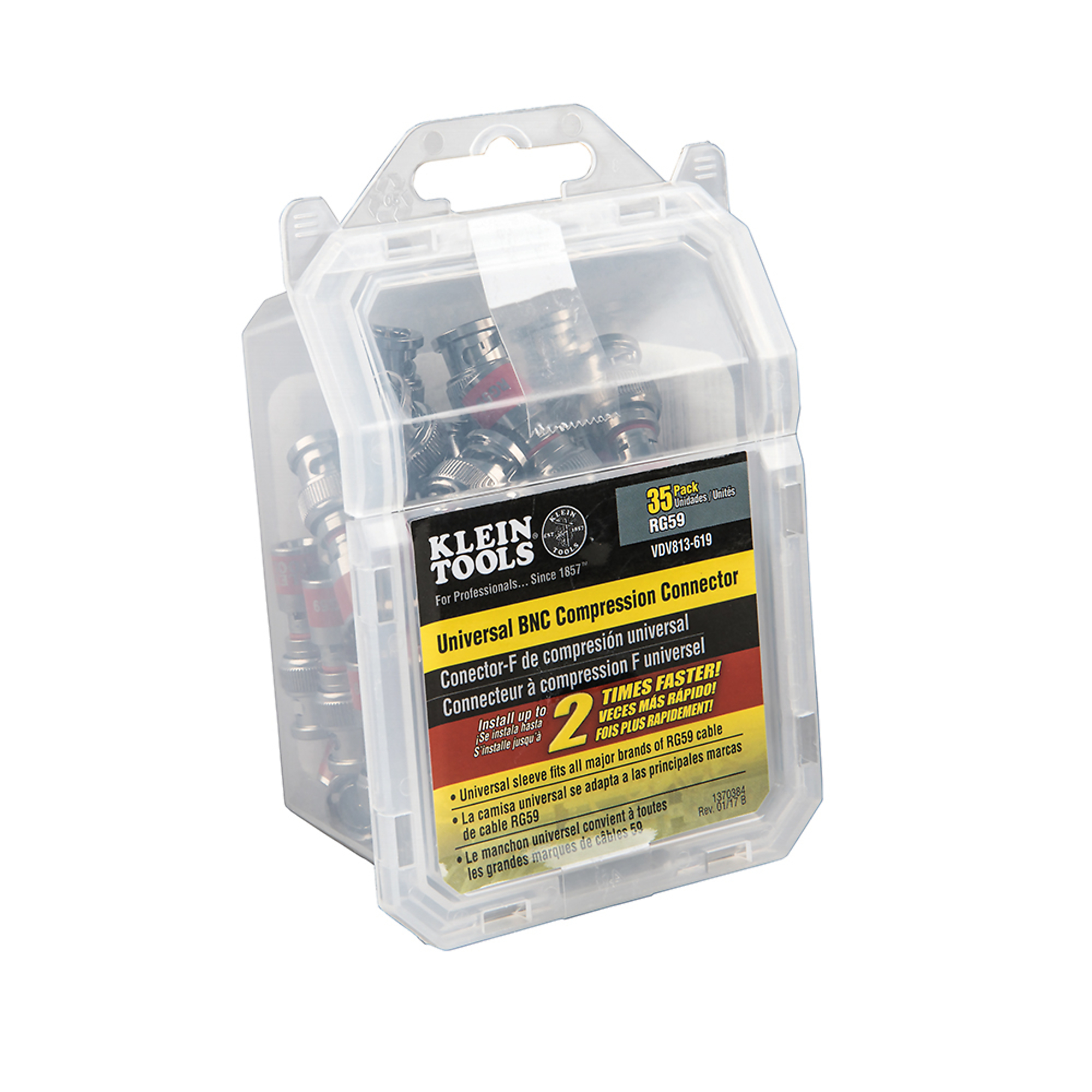 Klein Tools Universal BNC Compression Connectors — RG59, 35-Pack, Model# VDV813-619